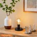 2Pcs Vintage Table Lamp Base Only, Metal Industrial E26/E27 Plug in Screw Light Bulb Socket with 5.6Feet Cord On/Off Switch Plug, Small Edison Desk Lamps Holder for Home Lighting Decor(Black)