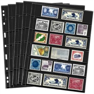 Cindeer 20 Sheets Stamp Pages Collector Album Binder Standard 9 Hole Binder Sleeves for Stamps Collecting Supplies(6 Rows)