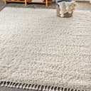 JONATHAN Y Mercer Shag Plush Tassel Cream Indoor Area Rug, 8x10, Contemporary, Modern, Easy-Cleaning for Living Room, Bedroom, Kitchen, Pet Friendly, Non-Shedding (MCR100D-8)