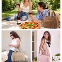 LOVEVOOK Insulated Lunch Bag for Women, PU leather Lunch Box with Shoulder Strap, Wide Opening Adult Large Lunch bags for Work Picnic Beach Family Camping Outdoor Teacher