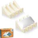 Self Draining Soap Dish Holder,Silicone Soap Dish,for Bathroom,Kitchen, SpongesCan Extend Soap LifeKeep Soap Bars Dry and Easy Cleaning (Cream White,2-Pack)