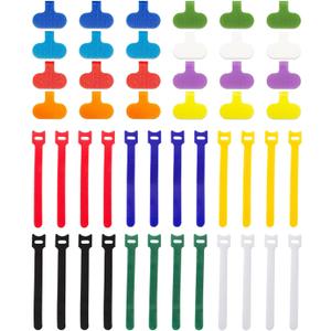 Cable Management Sets, 24 Pcs Multicolor Cable Labels and 24 Pcs Reusable Fastening Cable Ties - For Home, Office, Desk, Wire, Cable Organizer, Cord Management