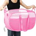 Collapsible Laundry Baskets, Tear Proof Pop Up Laundry Hamper with Dual Handles, Durable Foldable Laundry Basket, Easy to Carry Laundry Hamper for Home, Laundry Room, Bedroom, Dorm, Travel Pink (13.78"L x 23.62"W x 13.78"H)