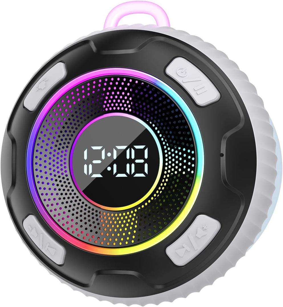 Hupoaf Bluetooth Shower Speaker, Portable Bluetooth Speaker V5.3 360°Surround Sound, IPX7 Waterproof Mini Wireless Speaker with Built-in Mics