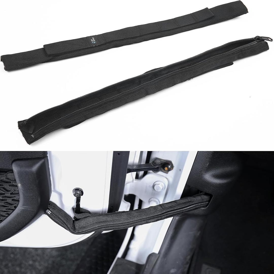 JOYTUTUS Door Limiting Straps Compatible with 1996-2026 Wrangler CJ YJ TJ JK JL, Heavy Duty Strong Adjustable Check Strap with Wire Protecting Harness, 2 Pack