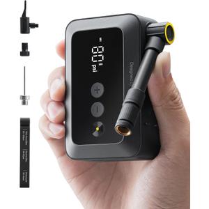 HOTO Mini Bike Tire Pump, 25s Fast Inflate Bicycle Pump with Guage, 150PSI Portable Electric Bike Air Pump with Presta and Schrader Valve for Road Bike, Motorcycle, Mountain Bike, Car, Sports Ball