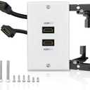 HDMI 2.1 Wall Plate(2 Port), ELECTOP 8K HDMI Wall Outlet Pass Through with Low Voltage Metal Mounting Bracket, Supports 8K@60Hz and 4K@120Hz, 3D, HDR, 48 Gbps HDMI Box, Fits Home Theater Systems