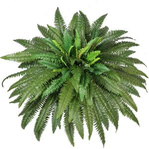 Fake Ferns, 48in Large Artificial Ferns for Outdoors & Indoors, 88 Fronds Lifelike Silk Faux Fern Greenery Plants Ideal for Porch Planters Windowsill Garden Home Decor, Potted or Hanging, UV Resistant