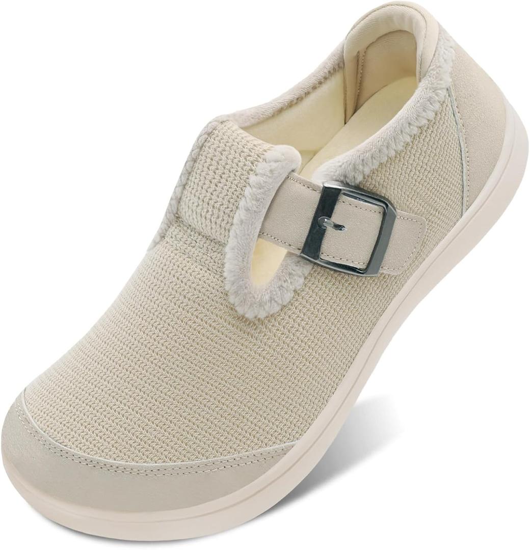 Womens Slippers Barefoot Bedroom House Shoes for Women Wide Non-slip Diabetic Orthopedic Neuropathy Swollen Bunions Arthritis Edema Indoor Outdoor Slippers, 9 (Beige)