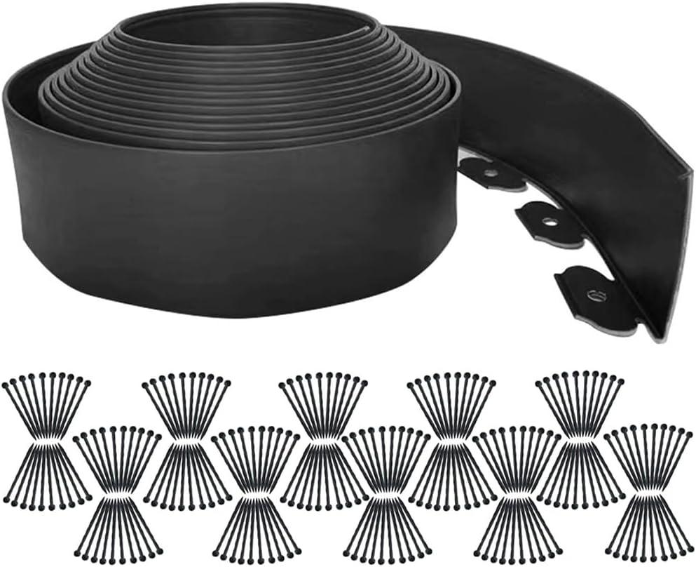 Garden Edging Borders 131FT,Landscape Edging Black[Extra Tall 4IN High] with 200pcs Plastic Stakes, Lawn Edging Flexible DIY Fence for Landscaping,Flower Bed,Grass,Gravel,Tree Surrounding