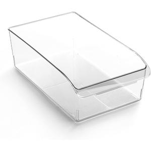 BINO | Plastic Storage Bins, X-Large | THE CURVE COLLECTION | Multi-Use Organizer Bins | Built-In Handle | BPA-Free | Pantry Organization | Home Organization | Fridge and Freezer Organizer, 1 Pack
