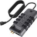 Belkin Surge Protector Power Strip w/ 8 Rotating & 4 Standard Outlets - 8ft Sturdy Extension Cord w/ Flat Pivot Plug for Home, Office, Travel, Desktop & Charging Brick - 4320 Joules of Protection