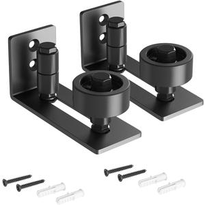 SMARTSTANDARD Sliding Barn Door Floor Guide for Bottom Adjustable Roller - 8 Setup Options for DIYers - Flush Design Bottom Flat Barn Door Floor Guide Stay Roller (Black) 2PCS