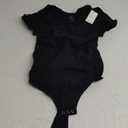 FeelinGirl Short Sleeve Bodysuit for Women V Neck Tummy Control Shapewear Seamless Thong Body Suits Tops (3X-Large, Black)