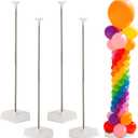 Balloon Stand Set of 4, Reusable Metal Balloon Column Stand Kits, 7FT Adjustable Telescopin for Floor, Balloon Tower for Graduation, Birthday, Kids' Party, Party Decorations