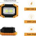 Tekstap LED Work Light Rechargeable, 30W 2000LM Portable Waterproof Rechargeable Work Lights with Stand, Battery Powered COB Flood Lights for Power Ouage Emergency Outdoor Camping Garage