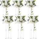 6 Pcs Tall Acrylic Vase Wedding Centerpieces Clear Elegant Centerpiece Stand with Artificial Hydrangea Flowers for Wedding Party Table Home Decorations (20 Inch)