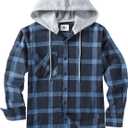 ZITY Men's Flannel Hoodie Shirts Casual Button Down Plaid Shirt Jackets for Men Long Sleeve Stylish Hooded with Pocket (Blue, M)
