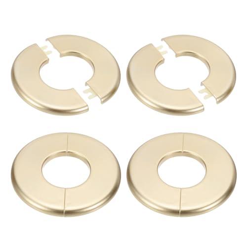 PATIKIL Wall Split Flange 105mm / 4.1" OD, 3 Pcs Round Escutcheon Plate Cover PPR Plumbing Cover Plates with Self-Adhesive Tape for 44mm / 1.7" Dia Water Pipe Faucet, Gold