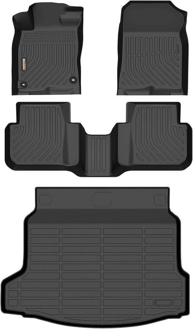 Binmotor-Floor Mats & Cargo Liner Set for 2025 Honda Civic Hybrid Hatchback, All Weather Car Floor Mat for Honda Civic Hybrid Hatchback Accessories Mats Heavy Duty Liners