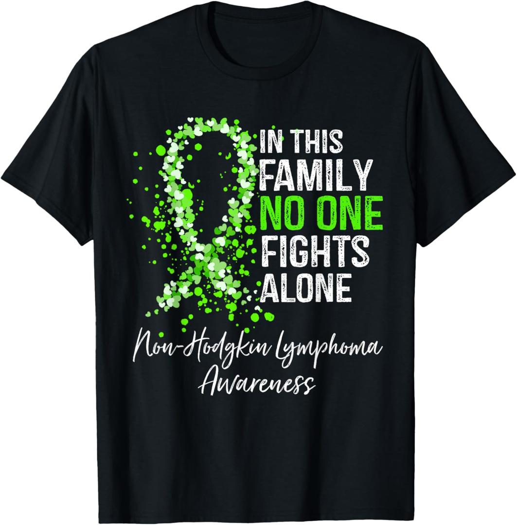 in This Family No One Fights Alone Non-Hodgkin Lymphoma T-Shirt (XXL,Black)