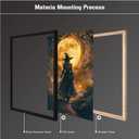 XWNLTEPK Halloween Night Witch and Full Moon Art Print Canvas Poster Suitable for Wall Decoration Home Seasonal Decor Spooky Atmosphere Theme Living Room Bedroom Party Wall Art Gothic Design Element (8x12in Black Framed, A01)