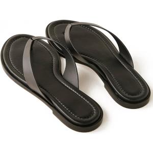 Flip Flops for Women Summer Slip On Thong Sandals Flats Summer Sandals for Women 2025 Lightweight Womens Sandals Beach Essentials Slides (Black)