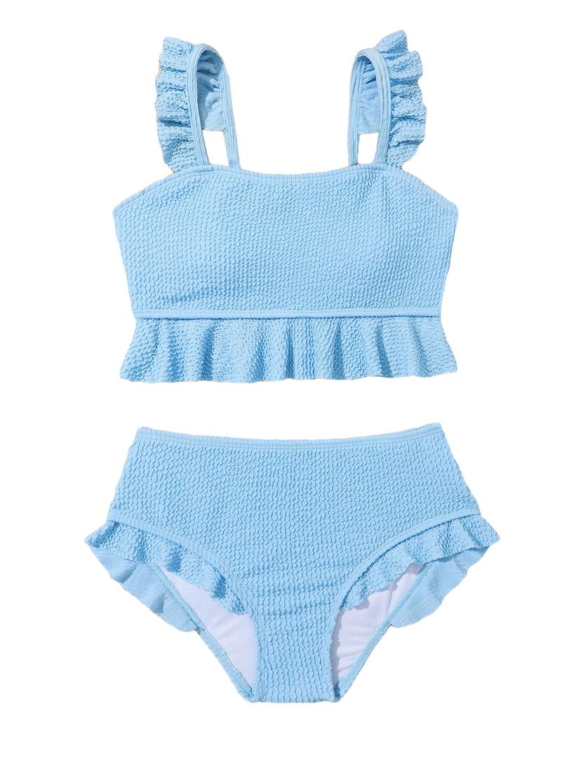 Floerns Girl's 2 Piece Bathing Suit Ruffle Trim Summer Bikini Swimsuit, 12Y