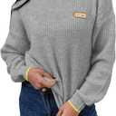 Saodimallsu Womens Sweaters Crew Neck Long Sleeve Knit Contrast Piping Stripe Lightweight Casual Fall Pullover Tops 2025 (Medium, Grey)