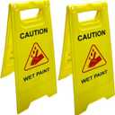 2 Pack Caution Wet Paint Sign, Foldable Sturdy Double-Sided Safety Warning Signs, A-Frame Standing Floor Sign, 23.6 x 11.4 inches