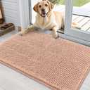 OLANLY Dog Door Mat for Muddy Paws 36x24, Absorbs Moisture and Dirt, Absorbent Non-Slip Washable Doormat, Quick Dry Chenille Mud Mat for Dogs, Entry Indoor Entryway Carpet for Inside Floor, Peach