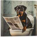 TcnBzydkij Square Canvas Bathroom Decor Rottweiler Dog Wall Decor Poster Animals Reading Newspaper Theme Bathroom Wall Art Print Toilet Wall Decor Home Gift 12x12inch Framed, style-1