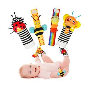 Infinno Baby Wrist Rattle Socks and Foot Finder Set, Perfect Baby Toys for 0-12 Months Newborn Boys and Girls As Shower Gifts, Garden Bug Series