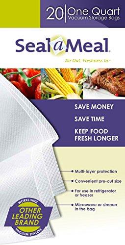 FoodSaver Reusable Quart Vacuum Zipper Bags, 10 Count, BPA-Free, Microwave Safe, Leakproof