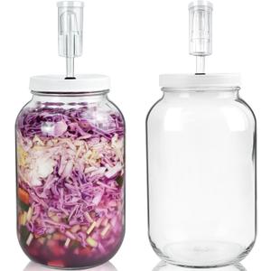 Artcome 2 Pack 1 Gallon Fermentation Jars with Airlocks & Lids - Transform Gallon Jar Into a Fermenter - Perfect for Pickles, Hard Kombucha, Beer, Wine, Cider - Gallon Lid with Econolock Airlock