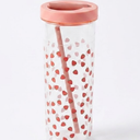 Fruit Infuser Water Bottle, Foldable Straw Water Cup, Water Bottles with Straw, Simply Bottles, LeakProof & Shatter-Proof (Pink, Strawberry)