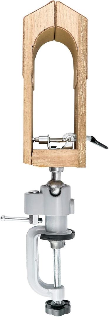 QWORK Leather Sewing Clamp Tool for Belts, Bags, and Purses, 360 Degree Rotation Wooden Leather Craft Hand Sewing Holds Leather Firmly in Place