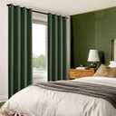 Dark Olive Green Blackout Curtains 60x16 Inch   for Bedroom Window Grommet Thermal Insulated Room Darkening Living Room Curtains 