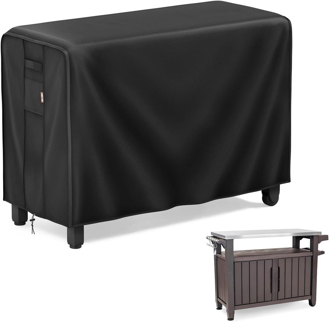 MR. COVER Outdoor prep table cover 52 inch for Keter Unity XL Outdoor Rolling Table Cart, 600D Heavy Duty Waterproof for Grill Dining Kitchen Island cart Protective, Outdoor Storage Cabinet Cover