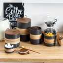 Miamolo Small Ceramic Jar with Lid, Coffee Container Kitchen Food Storage Jars for Spice Sugar Tea Bag Matcha Container Airtight, Stacairtightkable Decorative Jars for Countertop, Black & 5 fl.oz