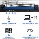 Belt Drive Turntable for Vinyl Record Player and Bluetooth Output(Blue) | Built-in Phono Preamp,USB Digital Output,Magnetic Cartridge,33/45 RPM,High-Gloss Wood Design,No Built-in Speakers