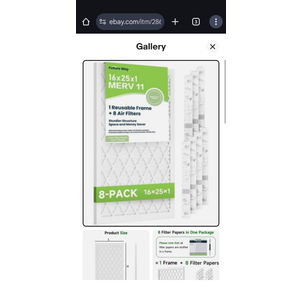 Future Way 16x25x1 Air Filters, 8-Pack with Reusable Frame, MERV 8, MPR 700 AC Furnace Filters, Space Saving & Cost-effective