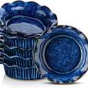 vancasso Mini Pie Pans Set of , 5.2 Inch Ceramic Deep Dish Pie Plates with Ruffled Edge for Baking, Microwave & Oven Safe, Blue
