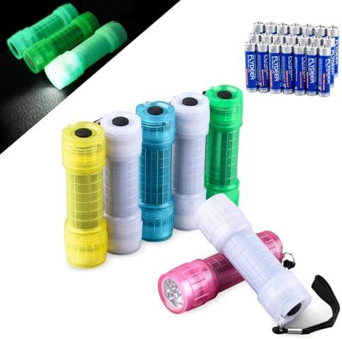 KunHe 7 Pack Glow in Dark Flashlights Mini 9-LED Flashlight for Kids Party Bulk Flashlights with Batteries for Class Teaching，Camping,Wedding