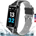 Inspiratek Kids Fitness Tracker for Kids Age 5-16 (5 Colors), Waterproof Pedometer Watch, Easy to Use Tracker Watch (Black)