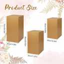 Zonon 3 Pcs Gold Square Pedestal Stands for Party, Metal Display Stands Pillars for Wedding Bridal Ceremony Baby Shower Birthday Party Decorations, 29.5*13.4''(L), 23.6*11.8''(M), 19.7*10.2''(S)
