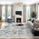 Abstract Rug 8x10 Large Living Room Rugs Neutral Modern Washable Area Rugs for Bedroom Dining Room Non-Slip Stain Resistant Foldable Thin Rug Gray Blue