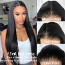 SOKU 13x6 Glueless Lace Front Wigs for Women,32 Inch Long Straight Synthetic Wigs Pre Plucked,Free Part Natural Black Lace Frontal Wigs with Baby Hair,Put On Go Wig Beginner Friendly