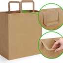 BagDream 12x7x17 50Pcs Large Paper Grocery Bags with Handles Kraft Brown Gift Bags for Shopping Retail Merchandise Flat Handles Recycled Takeout/to Go Barrel Sacks