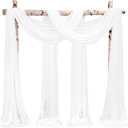 Wedding Arch Draping Fabric,4 Panels 28" x20ft Cream White Wedding Arch Drapes for Ceremony Chiffon Fabric Drapes Arbor Drapery Wedding Arch Decorations for Reception Sheer Backdrop Curtains for Party